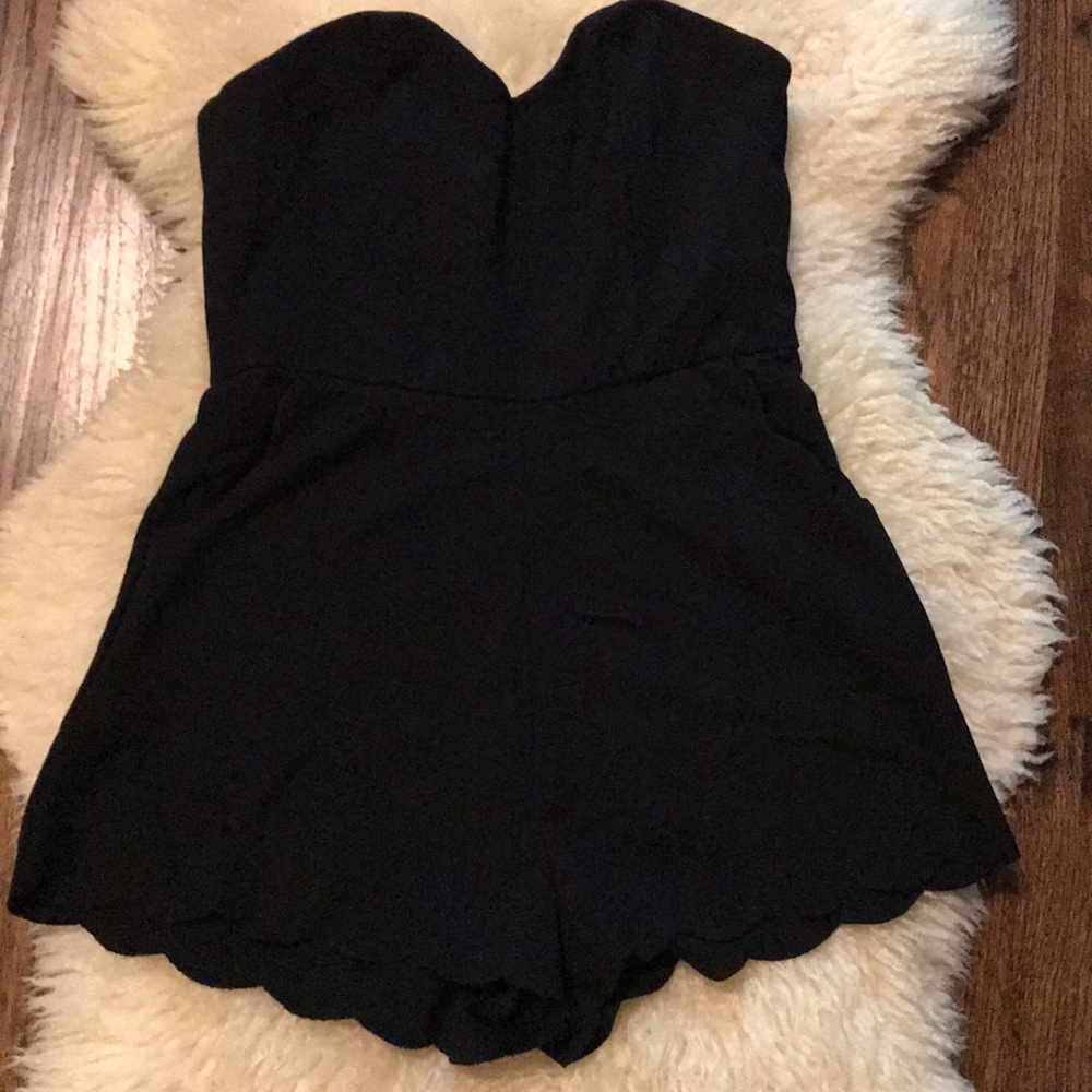 Black Strapless Shorts Romper!